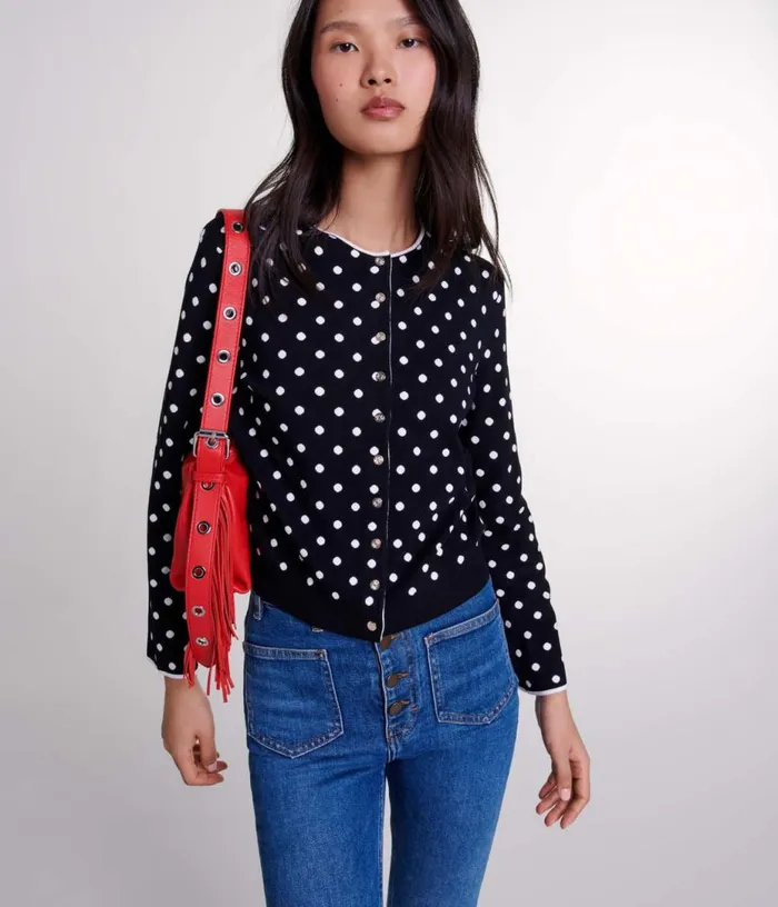 Maje Fancy Knit Cardigan Women Sweaters and Cardigans