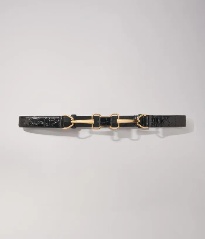Maje Leather Belt With Horse Bit Buckle Women Belts