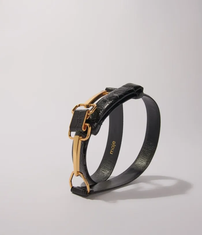 Maje Leather Belt With Horse Bit Buckle Women Belts