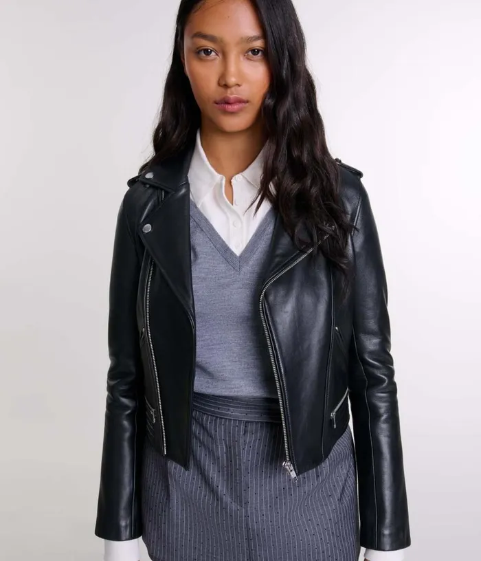 Maje Leather Bikerstyle Jacket Women Blazers and Jackets Maje Leather Bikerstyle Jacket Women Blazers and Jackets