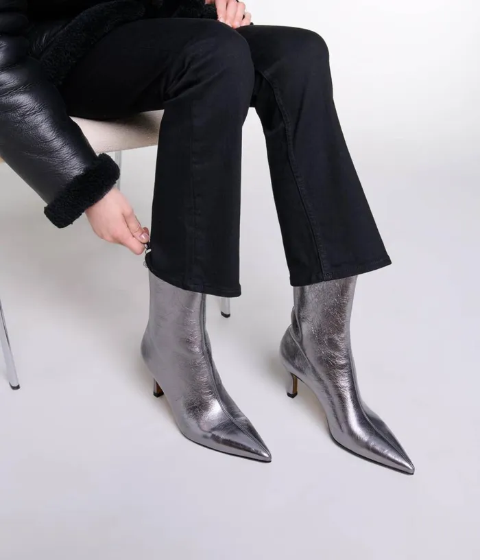 Maje Metallic Pointedtoe Boots Women Booties and Boots