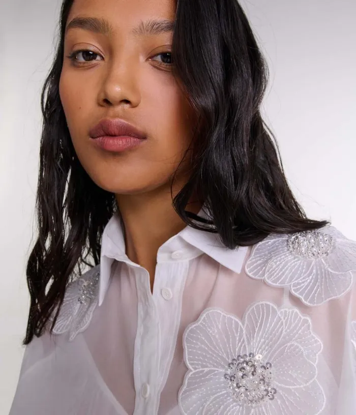 Maje Organza Shirt Women Tops and Shirts