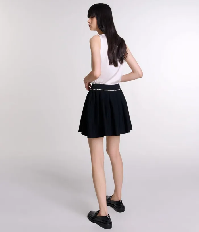 Maje Pleated Knit Short Skirt Women Skirts and Shorts