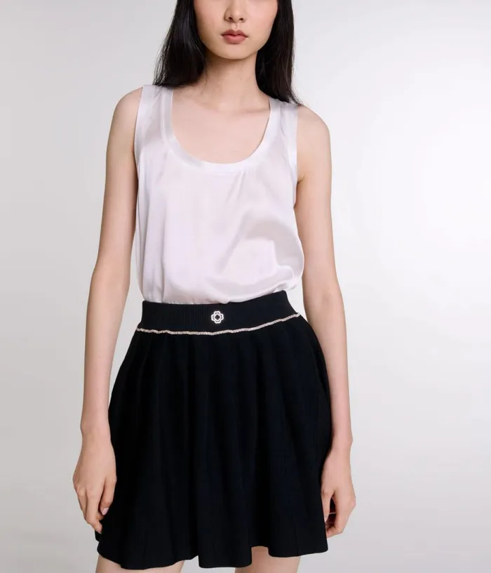 Maje Pleated Knit Short Skirt Women Skirts and Shorts