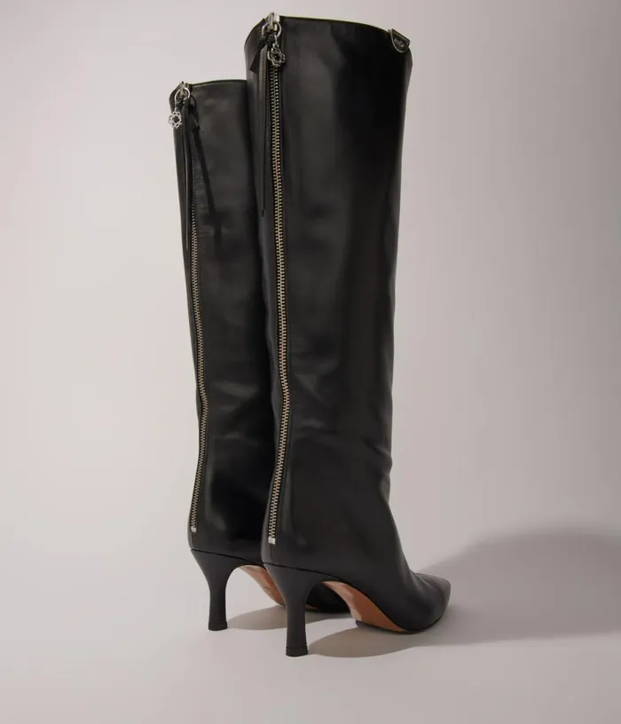 Maje Pointedtoe Leather Boots Women Booties and Boots