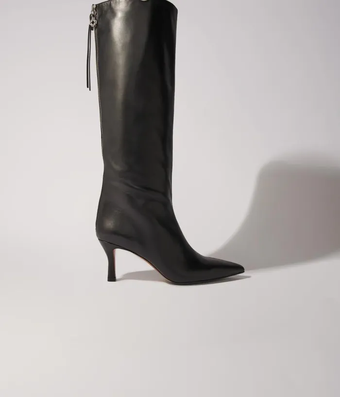 Maje Pointedtoe Leather Boots Women Booties and Boots