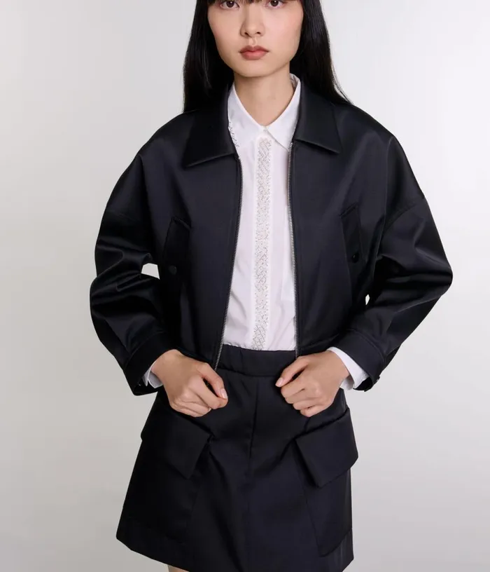 Maje Satin Jacket Women Blazers and Jackets