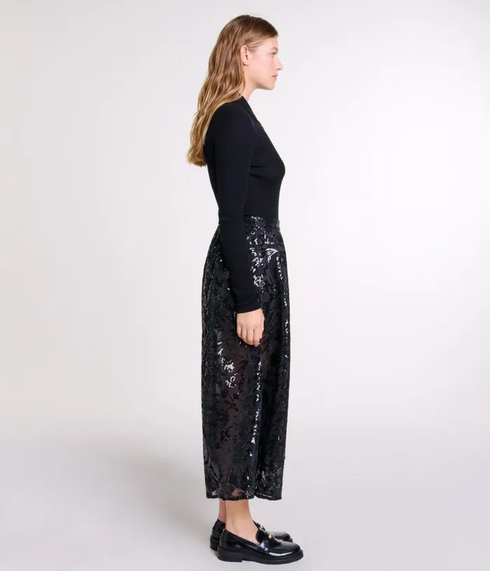 Maje Sequin Maxi Skirt Women Skirts and Shorts
