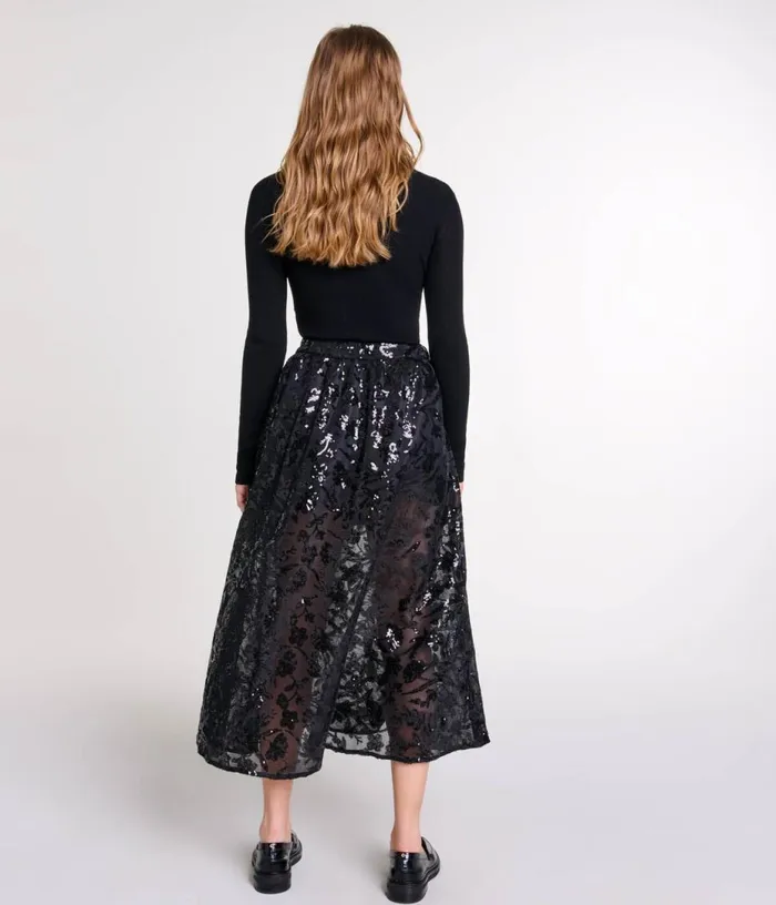 Maje Sequin Maxi Skirt Women Skirts and Shorts