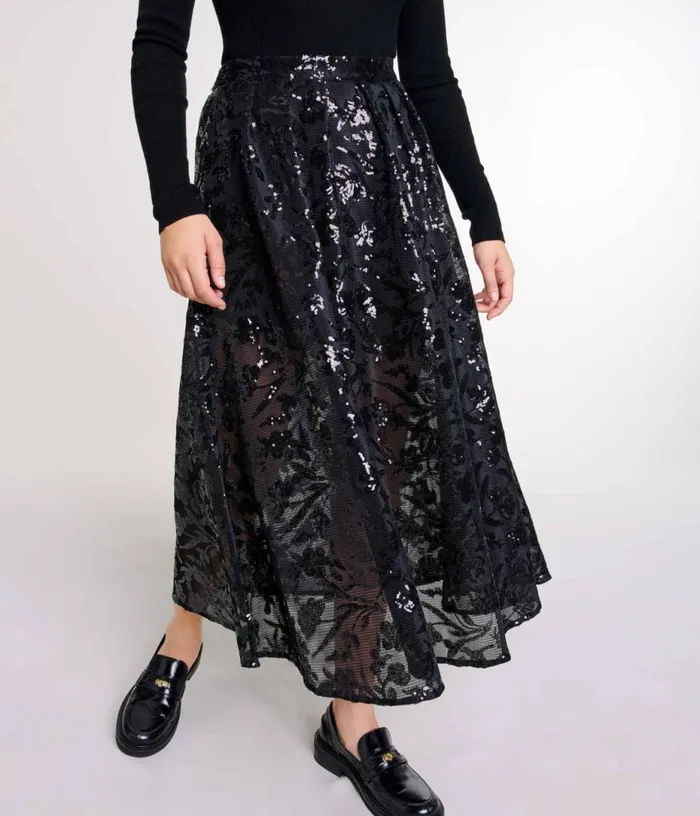 Maje Sequin Maxi Skirt Women Skirts and Shorts