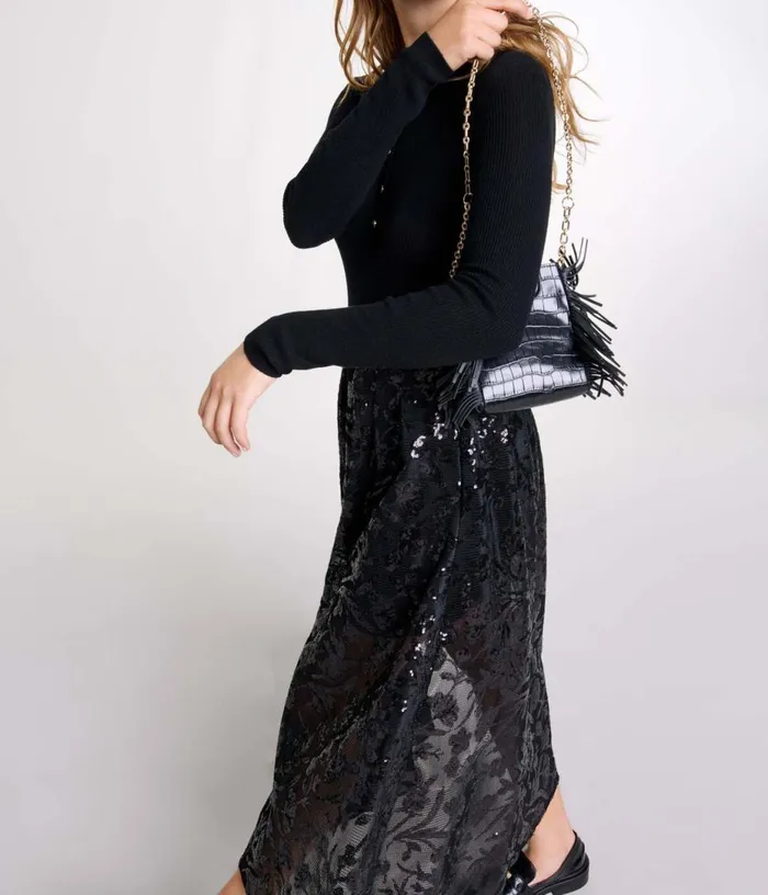Maje Sequin Maxi Skirt Women Skirts and Shorts