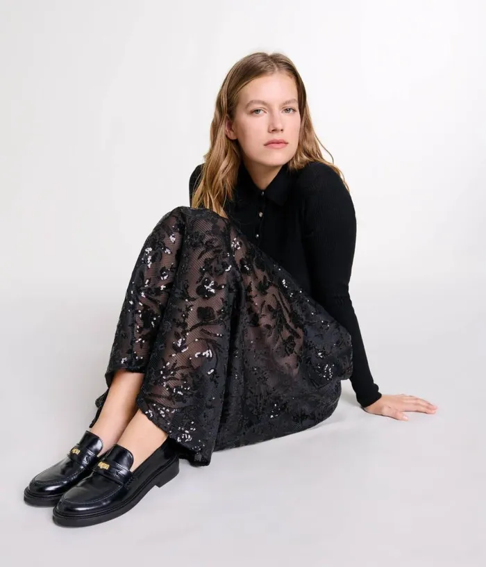 Maje Sequin Maxi Skirt Women Skirts and Shorts