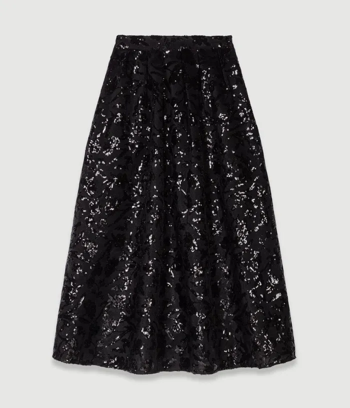 Maje Sequin Maxi Skirt Women Skirts and Shorts