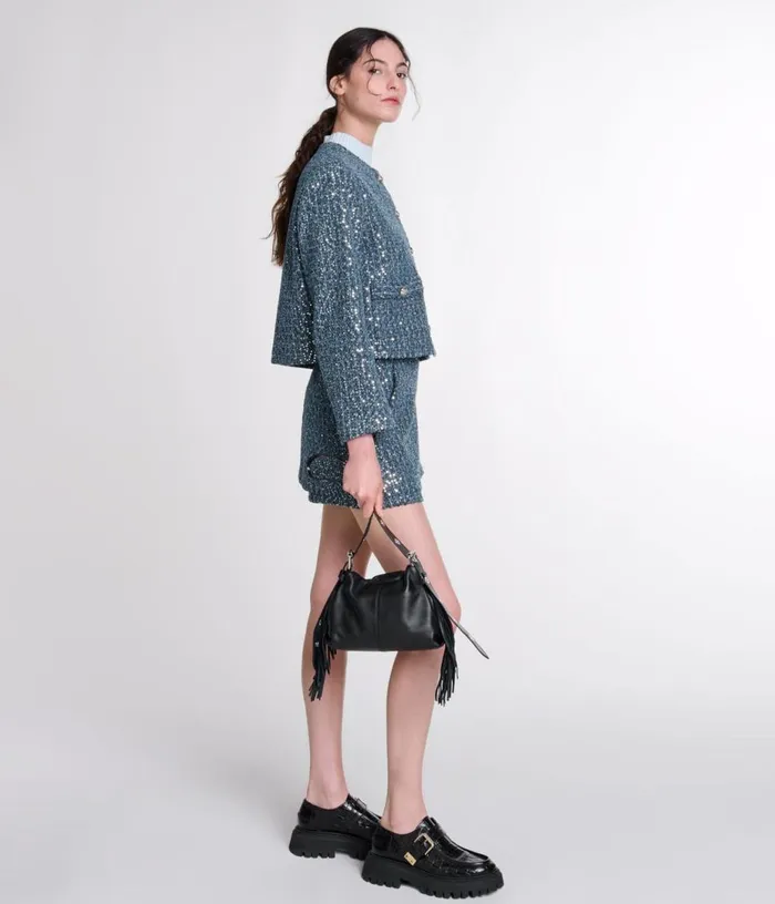 Maje Sequinned Tweed Jacket Women Blazers and Jackets