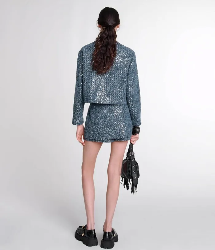 Maje Sequinned Tweed Jacket Women Blazers and Jackets