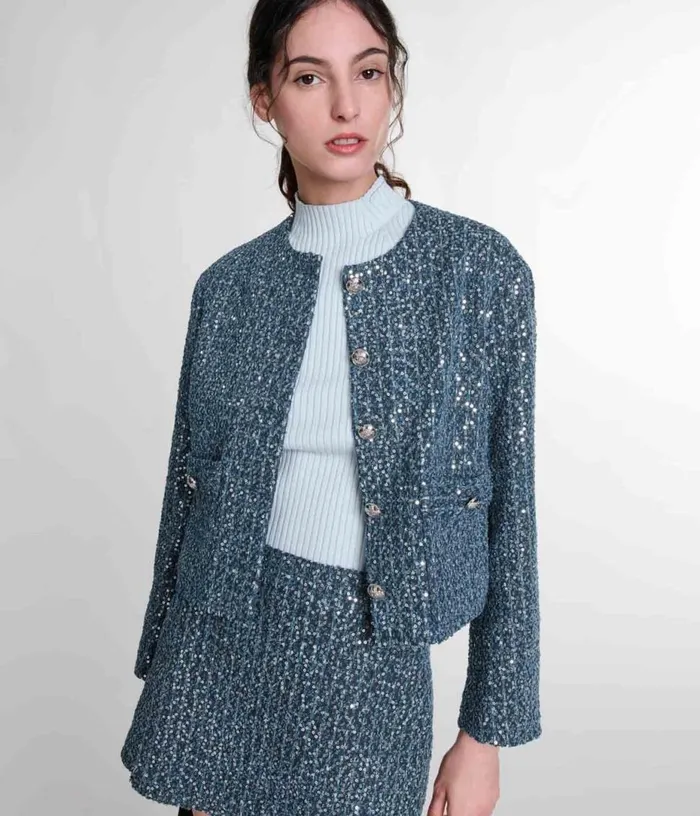 Maje Sequinned Tweed Jacket Women Blazers and Jackets