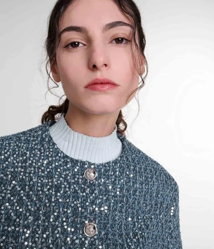 Maje Sequinned Tweed Jacket Women Blazers and Jackets
