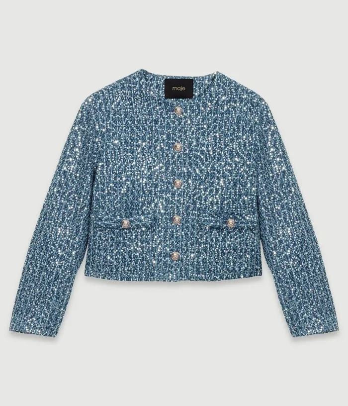 Maje Sequinned Tweed Jacket Women Blazers and Jackets