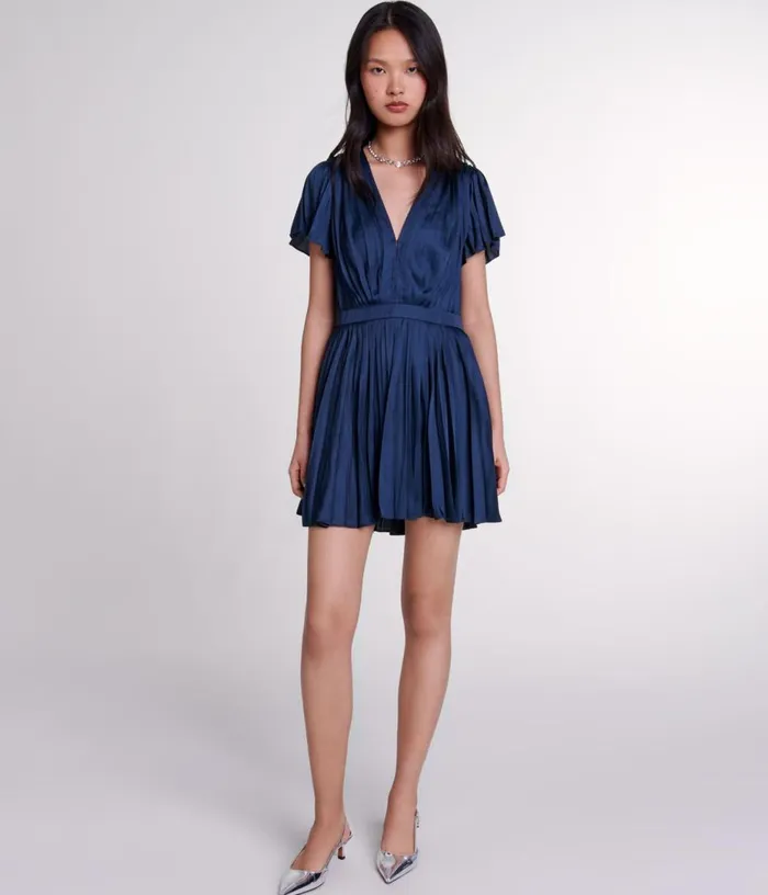 Maje Short Pleated Dress Women Dresses