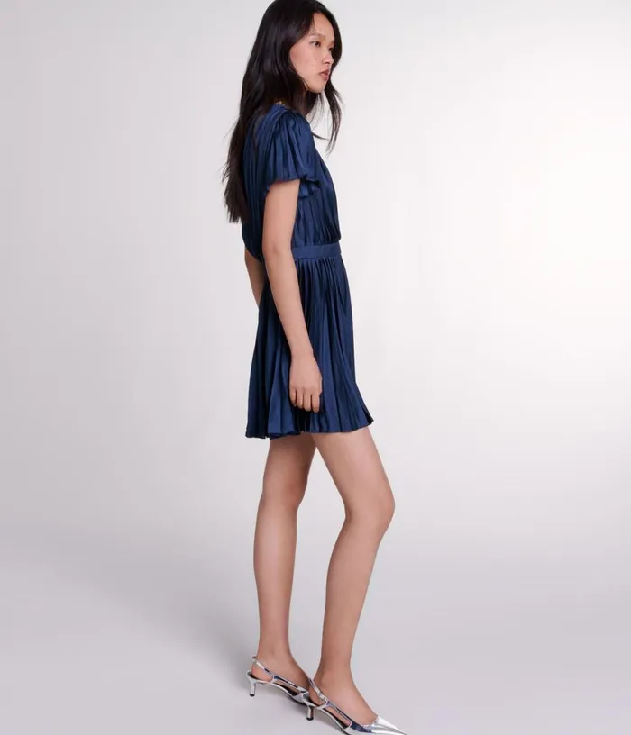 Maje Short Pleated Dress Women Dresses