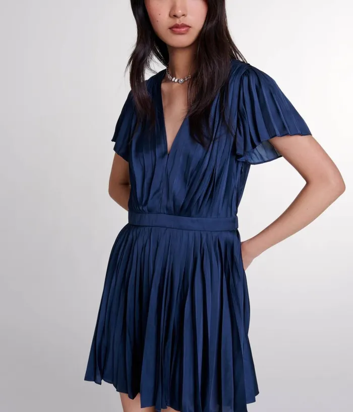 Maje Short Pleated Dress Women Dresses