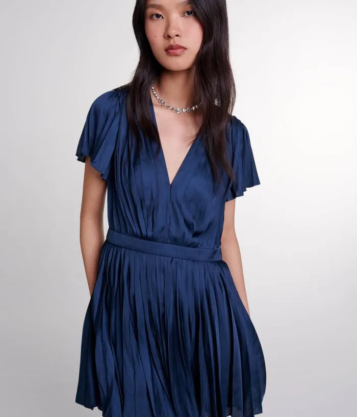 Maje Short Pleated Dress Women Dresses