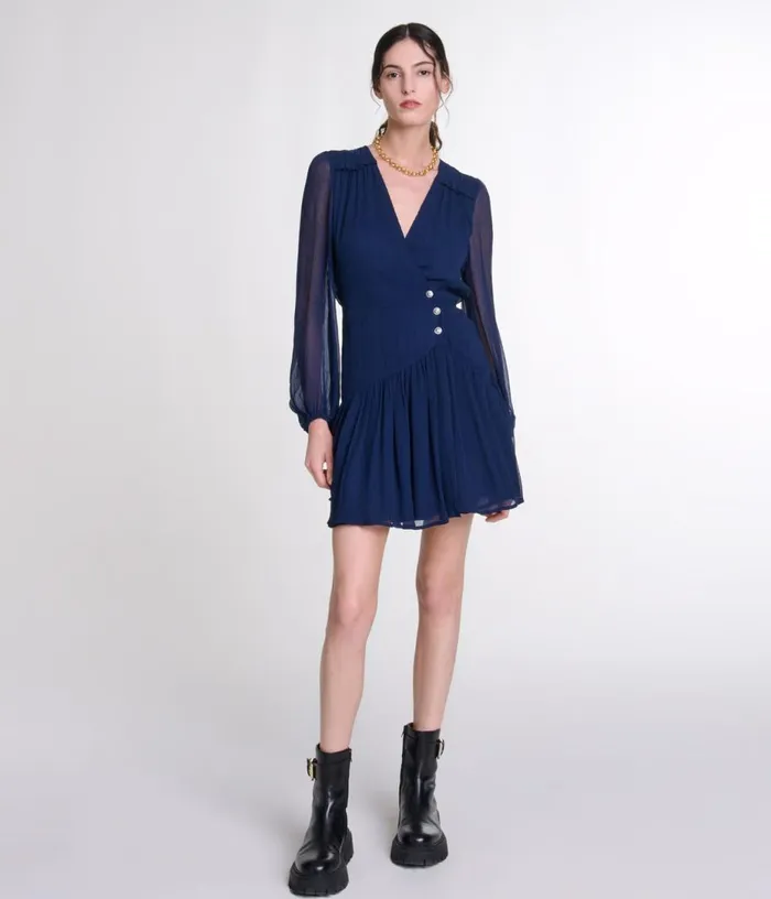 Maje Short Ruffled Dress Women Dresses
