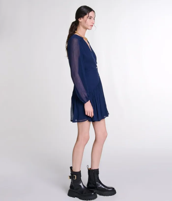 Maje Short Ruffled Dress Women Dresses