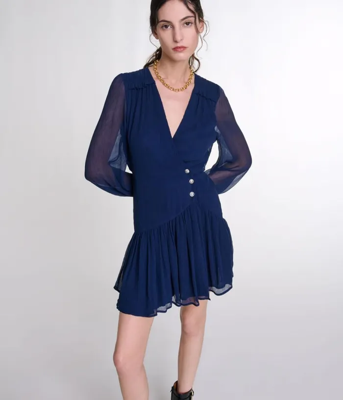 Maje Short Ruffled Dress Women Dresses