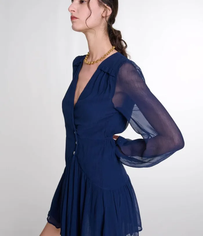 Maje Short Ruffled Dress Women Dresses