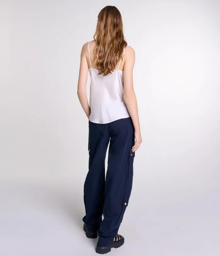 Maje Silk Satin And Lace Top Women Tops and Shirts Maje Silk Satin And Lace Top Women Tops and Shirts