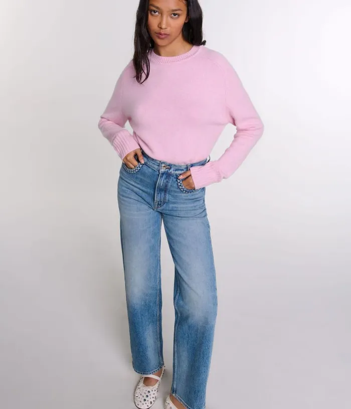 Maje Straightleg Braided Detail Jeans Women Pants and Jeans