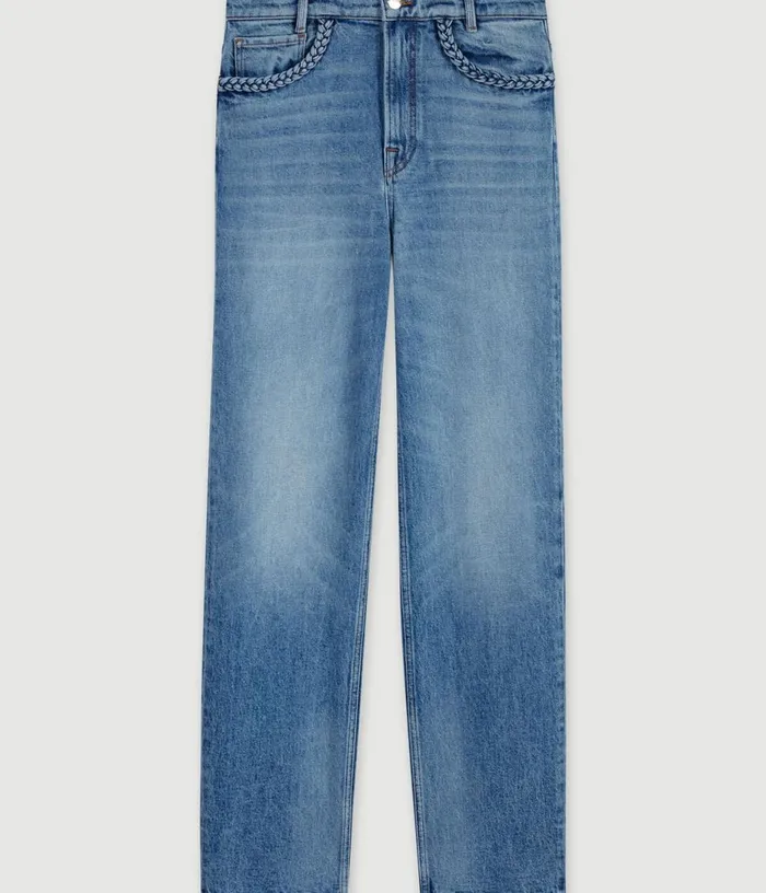Maje Straightleg Braided Detail Jeans Women Pants and Jeans