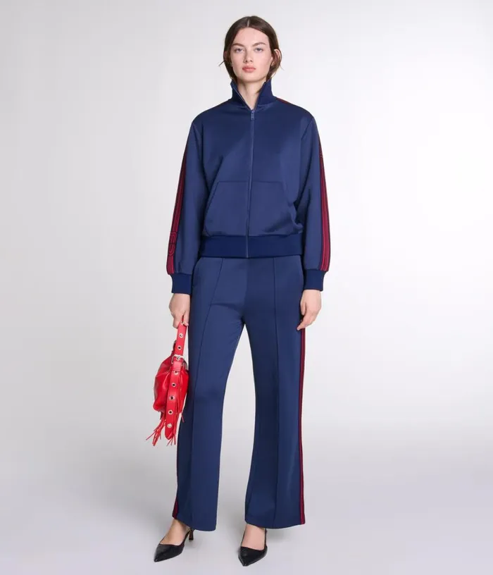 Maje Striped Zipup Sweatshirt Women Sweaters and Cardigans