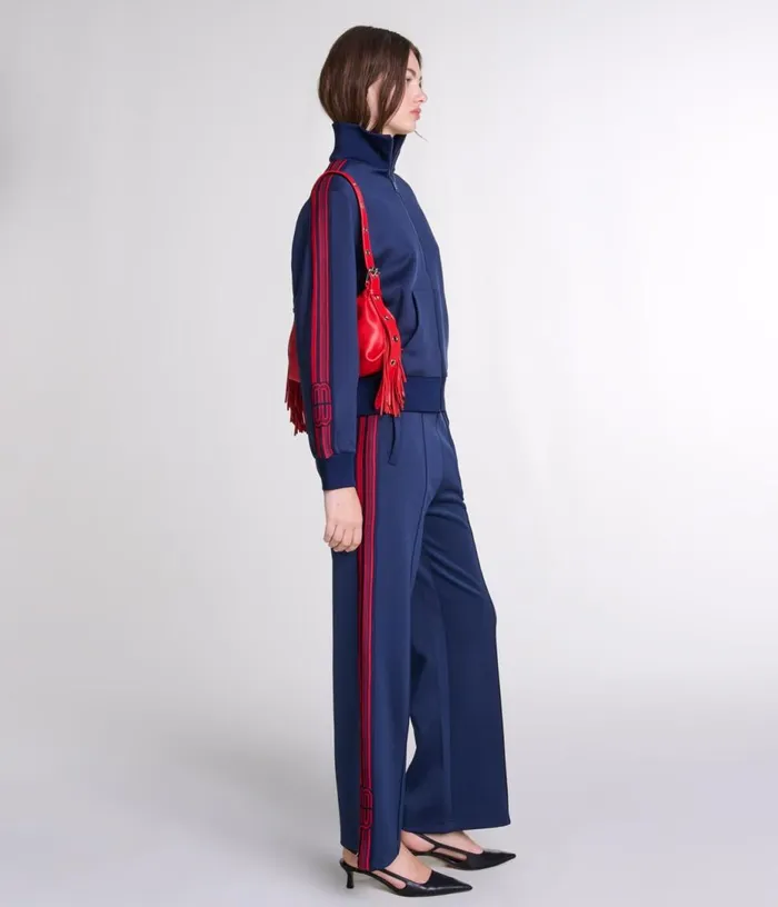 Maje Striped Zipup Sweatshirt Women Sweaters and Cardigans