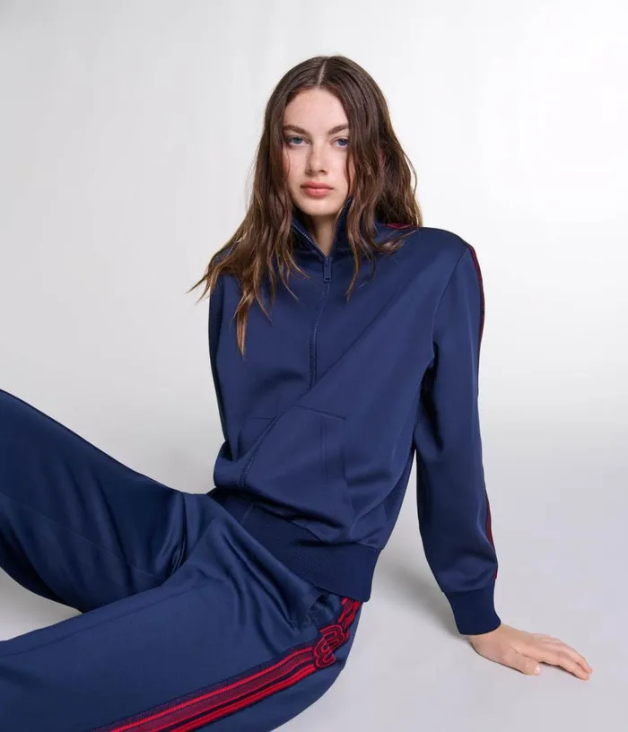 Maje Striped Zipup Sweatshirt Women Sweaters and Cardigans
