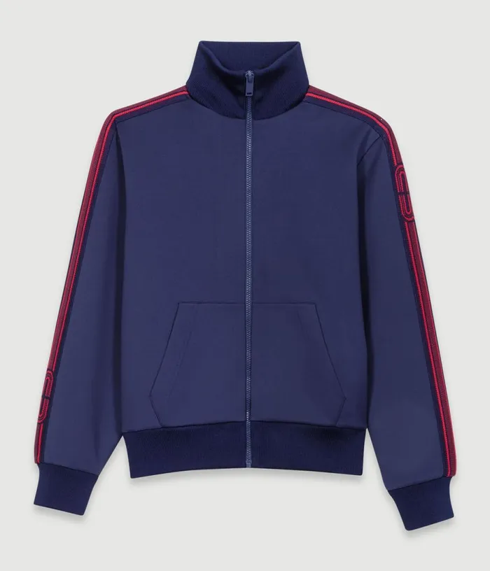 Maje Striped Zipup Sweatshirt Women Sweaters and Cardigans