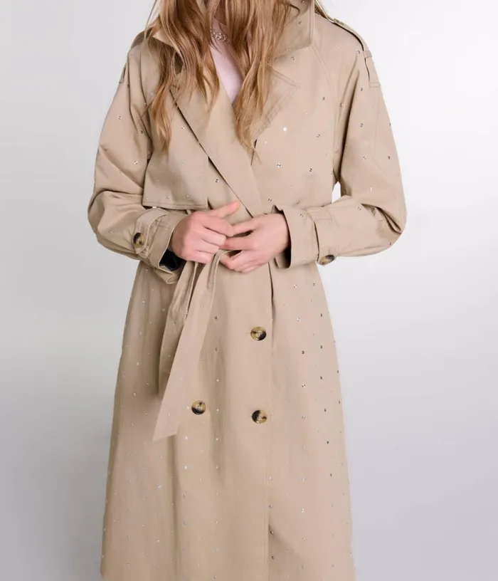Maje Studded Elastic Waist Trench Coat Women Coats