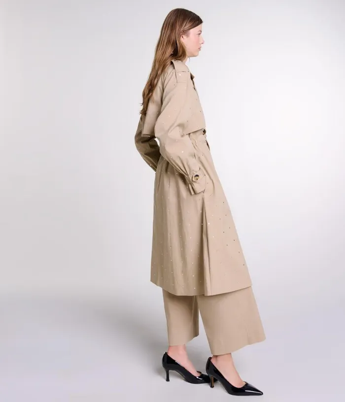 Maje Studded Elastic Waist Trench Coat Women Coats