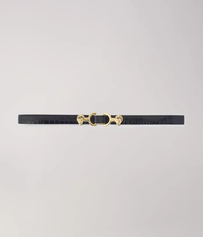 Maje Thin Leather Belt With Lion Bit Women Belts