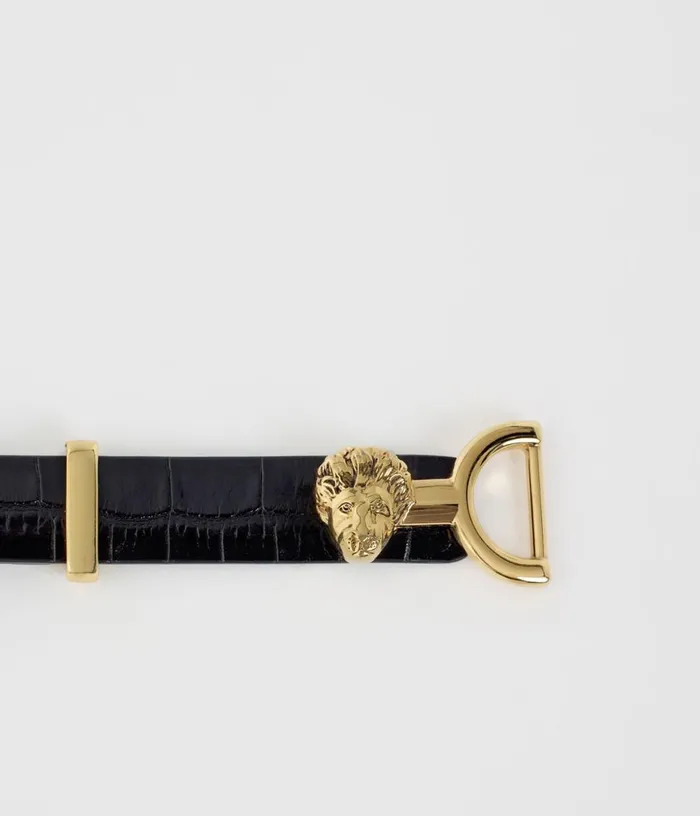Maje Thin Leather Belt With Lion Bit Women Belts