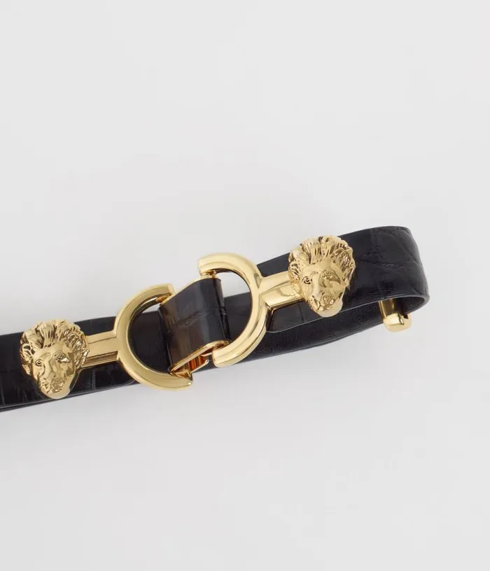 Maje Thin Leather Belt With Lion Bit Women Belts