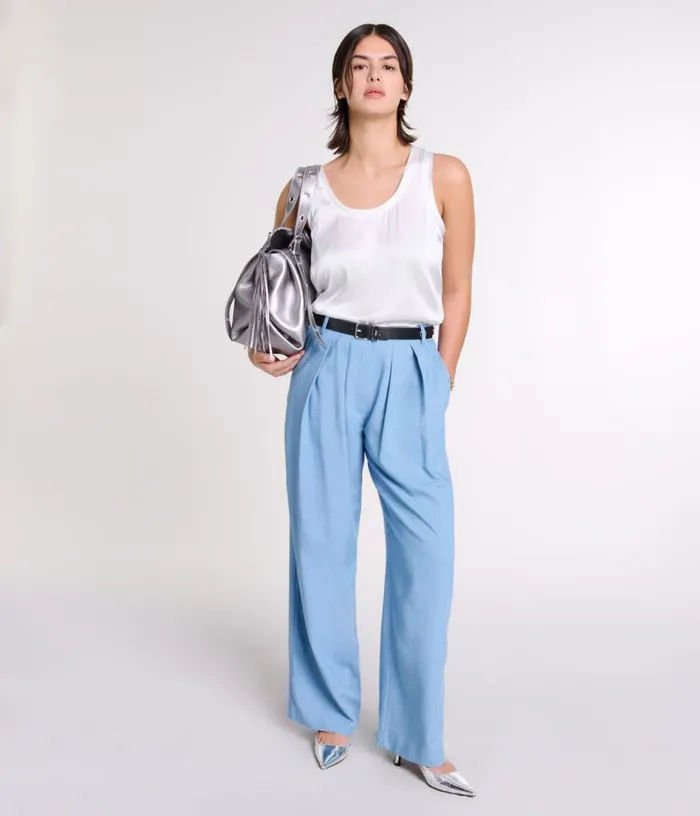 Maje Wideleg Suit Trousers With Pleats Women Pants and Jeans