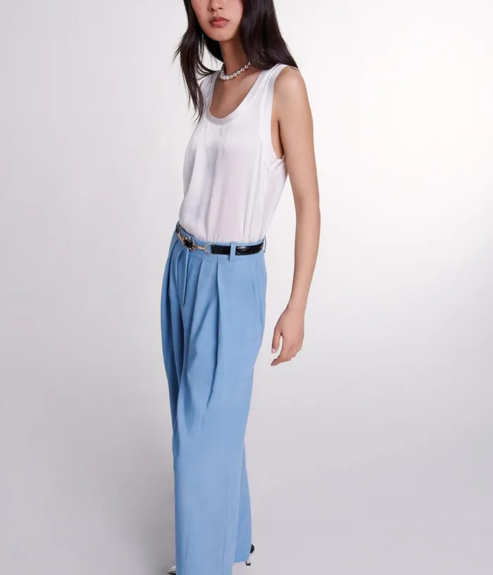 Maje Wideleg Suit Trousers With Pleats Women Pants and Jeans