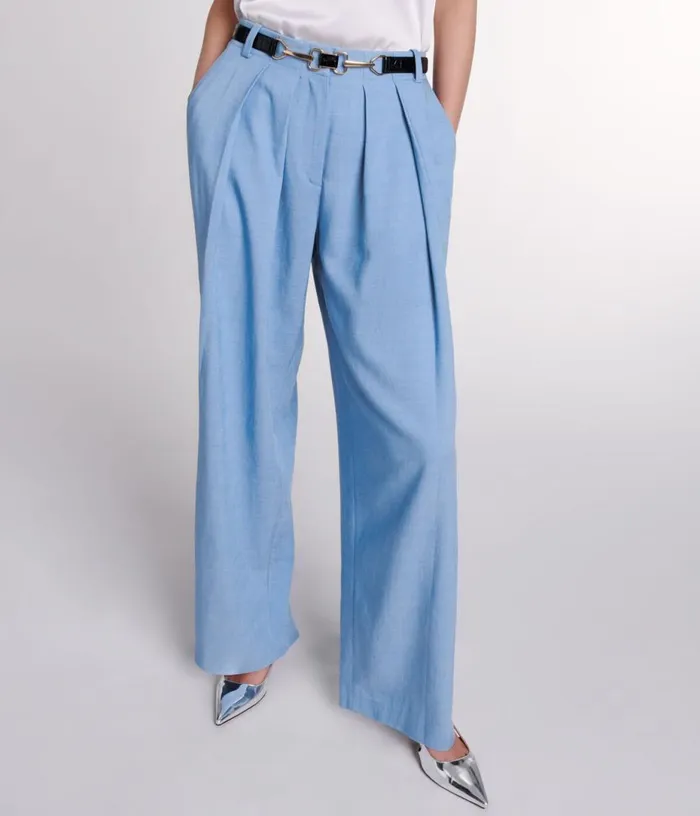 Maje Wideleg Suit Trousers With Pleats Women Pants and Jeans