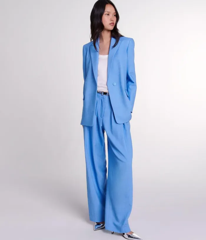 Maje Wideleg Suit Trousers With Pleats Women Pants and Jeans
