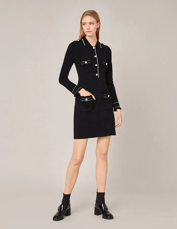 MARYLING Black Dress TASSEL FINISHING KNITTED DRESS White 8211 Women MARYLING Black Dress TASSEL FINISHING KNITTED DRESS White 8211 Women