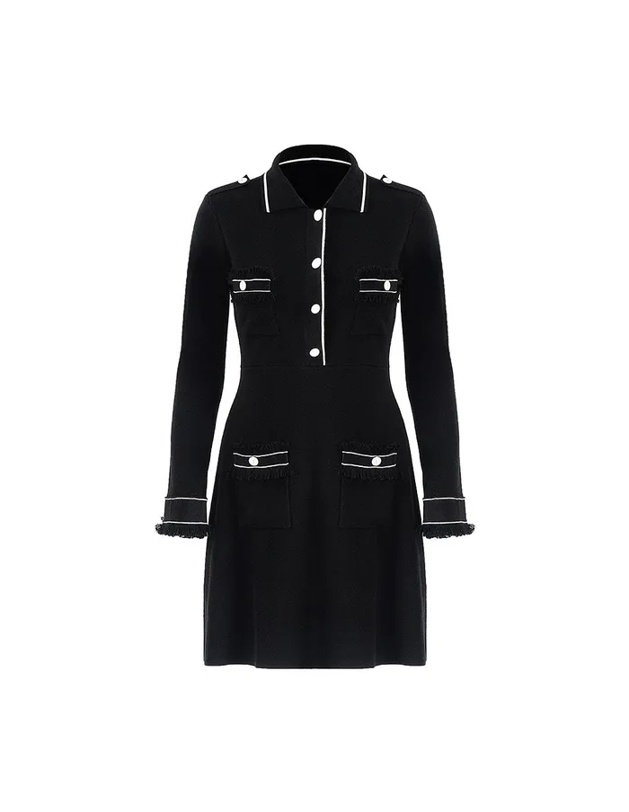 MARYLING Black Dress TASSEL FINISHING KNITTED DRESS White 8211 Women MARYLING Black Dress TASSEL FINISHING KNITTED DRESS White 8211 Women
