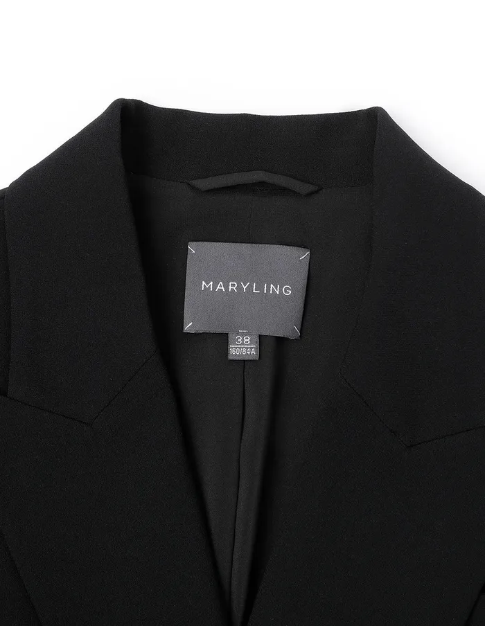 MARYLING Blazers Classic Black Flip Collar DoubleBreasted Suit Black 8211 Women MARYLING Blazers Classic Black Flip Collar DoubleBreasted Suit Black 8211 Women