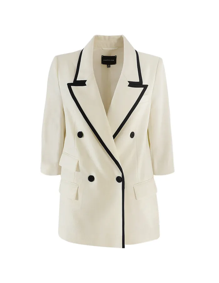 MARYLING Blazers CONTRAST EDGE DOUBLE BREASTED BLAZER Mix 8211 Women MARYLING Blazers CONTRAST EDGE DOUBLE BREASTED BLAZER Mix 8211 Women